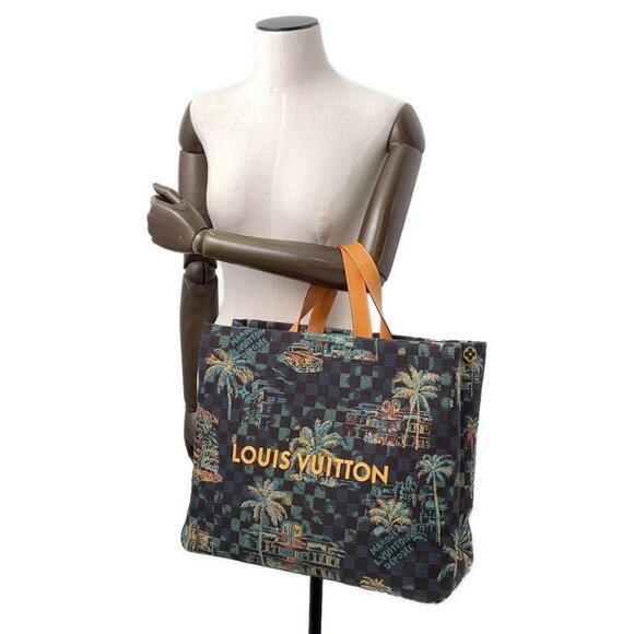 LOUIS VUITTON Shopper Tote Size MM Damier Palm Tree Jacquard Cotton Marina b... - Picture 4 of 14